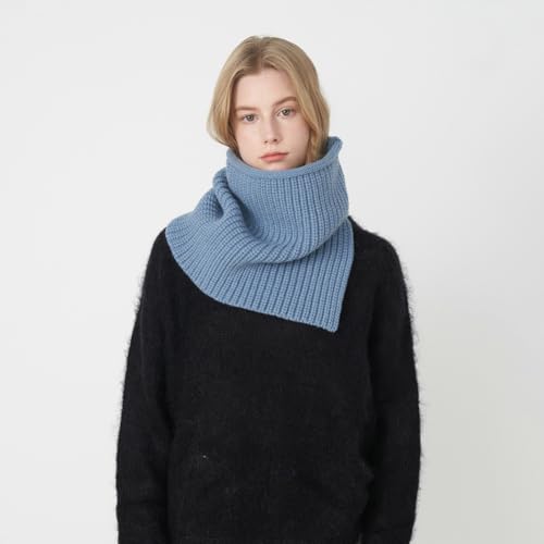 Women Fall Winter Ribbed Knit Turtleneck Collar Scarf Trendy Solid Windproof Pullover Split Knitted Scarves Wrap Shawl Cape2