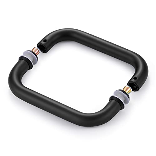 Ranbo Hardware 8" Back To Back Tubular Shower Door Pull Handle For Frameless Shower Doors, Polished Chrome, With Washers (8 Inch Pull Handle-Black) #TOP5