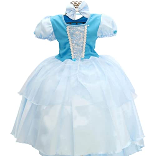 Vestido Infantil Fantasia Princesas Várias Cores e Tiara (M, CINDERELA)
