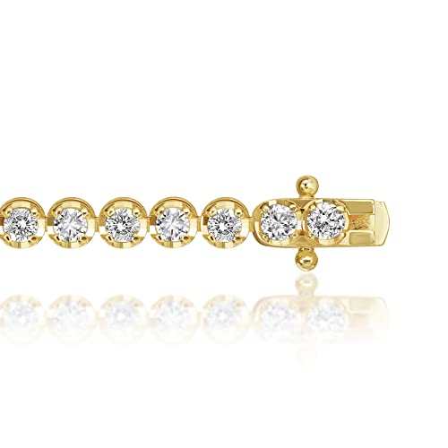 Raffaello Ditty 0.7 Ct Diamond Tennis Bracelet In 14K Yellow Gold - Natural Round Brilliant Cut Diamond (4.8G, 68 Stones, Hi Color, I Clarity) #TOP4