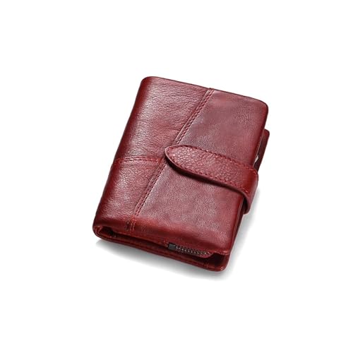 Womens wallet Small Genuine Leather Women Wallet | Hasp Zipper Design | Compact Coin Purse & ID Card Holder(Red)