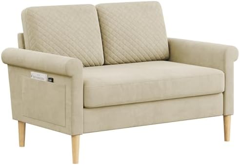 Vesgantti Fabric Small 2 Seater Sofa, 123cm Loveseat Sofa with Bi...