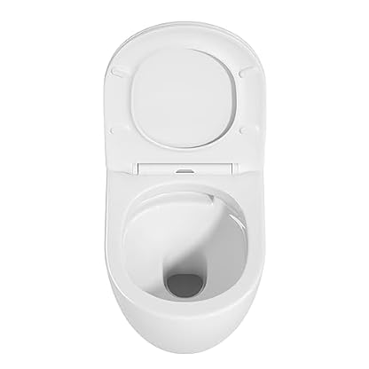 ADOB, spülrandlose WC Keramik TORNADO Hänge WC Toilette wandhängend 5 Liter wassersparend Wirbelspülung mit passendem WC Sitz mit Absenkautomatik, inkl. Schallschutzmatte, Toilette, Kloschüssel, 28021 – Bild 6