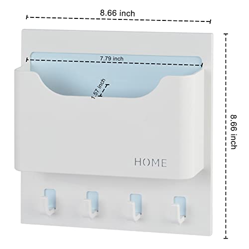 Bedside Shelf Organizer,Stick On Adhesive Wall Mounted Floating Shelf Entryway Mail/Keys Holder For Phone,Glasses,Remote Control - Good For Home,Dorm,Bedroom,Office (Horizontal Type/White) #TOP2