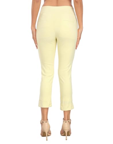 Image of HDE Pull On Capri Pant for Women w /Pockets Elastic Waist Cropped Work Pant