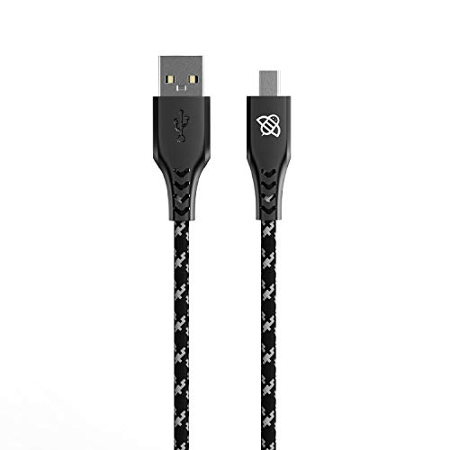 Flybot Bolt Rugged Polyester Braided Unbreakable Micro USB Fast Charging Cable for Smartphone, Personal Computer (Length – 1.5 Meter, Color – Grey)
