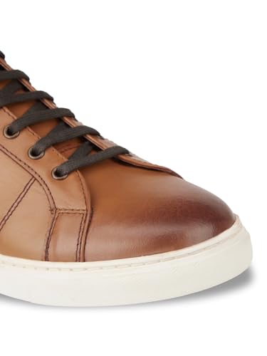 Image of HATS OFF ACCESSORIES Genuine Leather Tan Sneaker Shoes (HOA-SS23050)