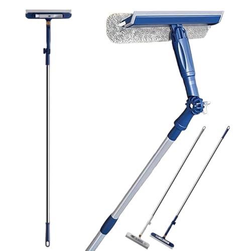 Outil de nettoyage de vitres télescopique 4 en 1 avec raclette articulée