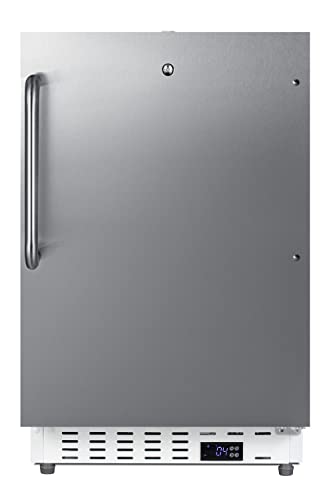 Image of Summit 20" Undercounter Refrigerator with One-Solid Door | Commercial Upright Beverage Fridge for Beer Soda | 3.32 Cu.Ft, (4) Shelves, 20.25"W x 22.5"D x 31.75"H, White, Stainless Steel, 115v, NSF