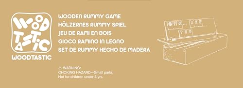 WOODTASTIC Rummy Holz Spiel - Hochwertiges Brettspiel aus Massivem Buchenholz mit 106 Robusten Kacheln
