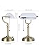 Newrays White Matted Glass Bankers Desk Lamp, Stepless Dimmable Table Lamp Plug in Fixture for Study, Home Office,Library, LED Bulb Included