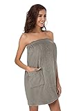 SIORO Bath Wraps for Women, Bamboo Cotton Towel Wrap with Adjustable Closure, Spa Gym Pool Shower Towels Bath Accessories with Facial Headband, Taupe Medium
