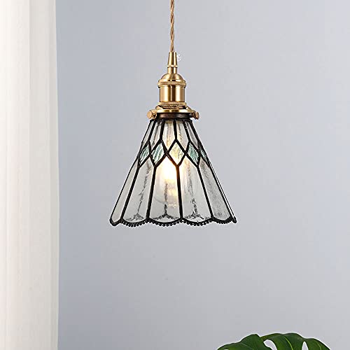 Lustre japonais rétro en verre et cuivre pour plafond de chambre