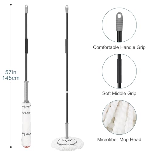 Image of KeFanta Self-Wringing Twist Mops for Floor Cleaning, Microfiber Floor mop with 57 inch Long Handle, Cotton Wet Mop for Hardwood Tile Kitchen Bathroom Patio Garage Commercial Household