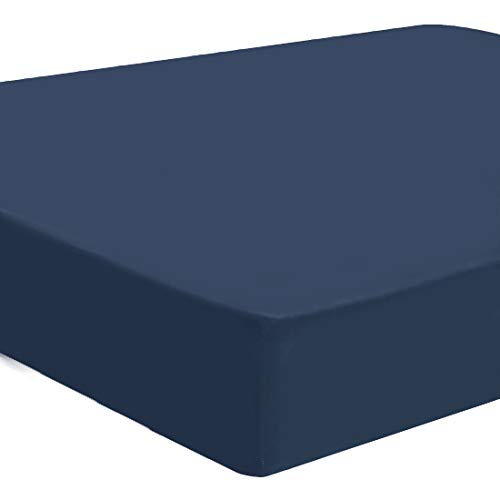 PiccoCasa Spannbettlaken Matratzenschutz Betttuch Matratzenschoner 100% 5 Seiten TPU wasserdicht Gebürstete Mikrofaser Matratzenschutz-Hülle Marineblau 150x200-160x220cm+35cm