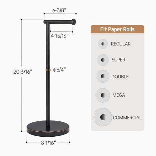 Image of KES Oil Rubbed Bronze Toilet Paper Holder Stand, Freestanding Toilet Roll Holder for Bathroom Floor, Stainless Steel, BPH283S1-ORB