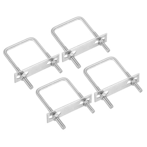 Image of PATIKIL M8x60x100mm Square U-Bolts Kit, 4Set 304 Stainless Steel Square U Shaped Bolts Replacement Parts with Frame Plates and Nuts for Ski Board Sailboat Trailer