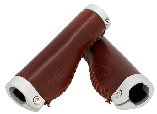 Poignées de vélo en cuir marron Gusti Phil A. anneau mat