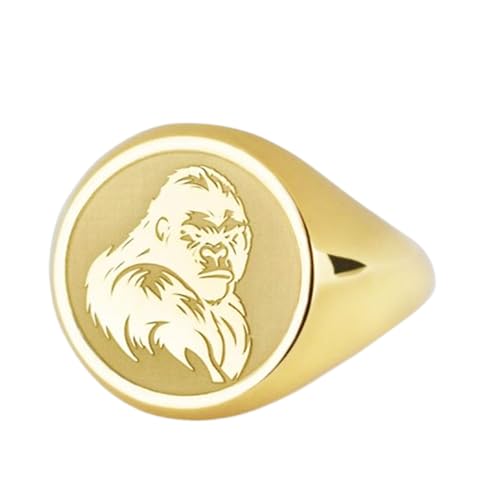 Bague gorille en argent sterling 925 chevalière ronde un cadeau mémorable pour homme