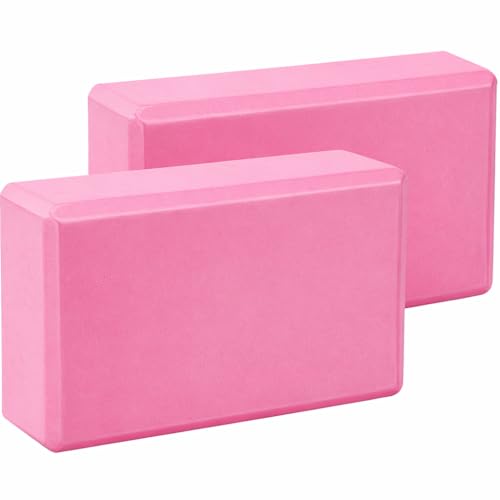 2Pcs Yoga Blocks Anti-Slip Foam Gym Bricks for Pilates Stretching & Fitness | Lightweight Durable & Travel-Friendly Yoga Accessories for Exercise & Practice (Pair of Pink 23 x 15 x 7.5 cm)