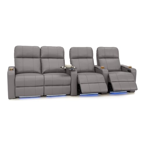 Image of Seatcraft Monterey Home Theater Seating Gray Row of 4 Left Loveseat