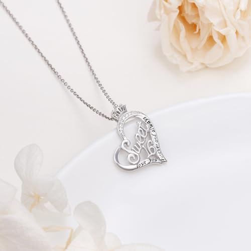 DAOCHONG 925 Sterling Silver 16 Birthday Gifts Love Heart Pendant Necklace for Daughter Sisters Friend Granddaughter3