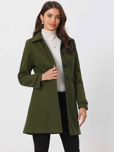 Image of Allegra K Women's Winter Classic Overcoat with Pockets Single Breasted Coat