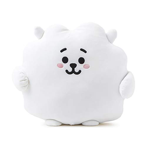 BT21 RJ Pong Pong Character Plush Figure Decorative Pillow Sofa Cushion, 15 x 13.4 Inches, White