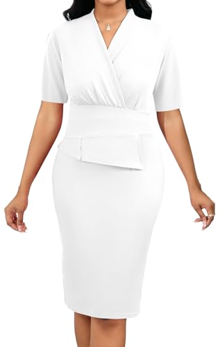Image of Oxgmoky Women's Elegant Dresses Work Business Dress Bodycon Long Sleeve Pencil Dress