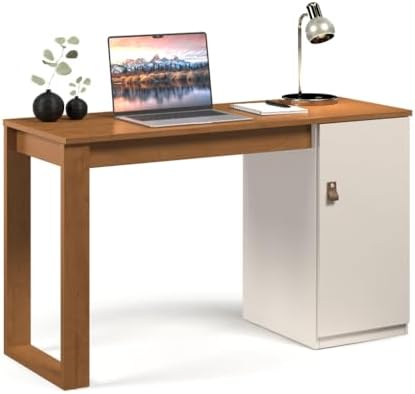 Escrivaninha MDF Amadeirada com Porta Para Home Office ou Estudo ...