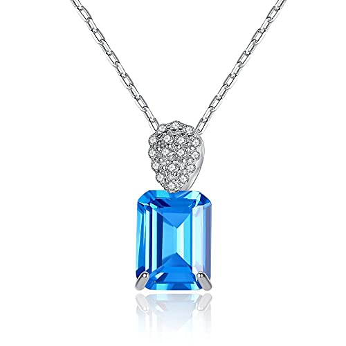 Collier zircon bleu argent sterling pour un style quotidien minimaliste