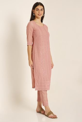 Women's Silk Blend Chikankari Embroidery Kurta set with Dupatta4