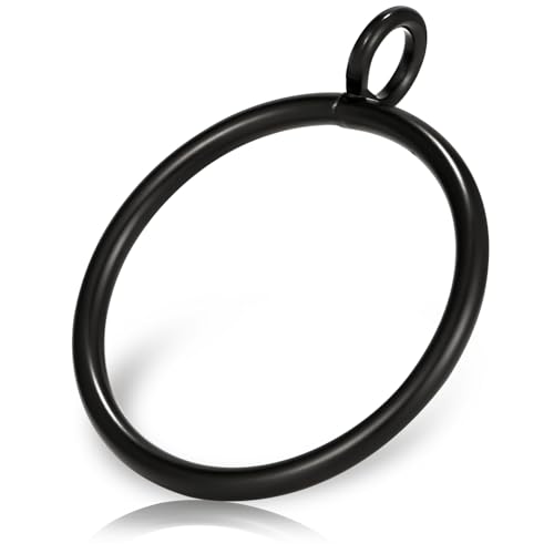 42 Pack Curtain Rings with Eyelet 1.5 Inner Diameter Metal Drapery Ring Fits up to 1.25 Drapery Rod Glide Smoothly Curtain Rod Rings Strong Vintage Decorative Rustproof Curtain Hooks (Black)