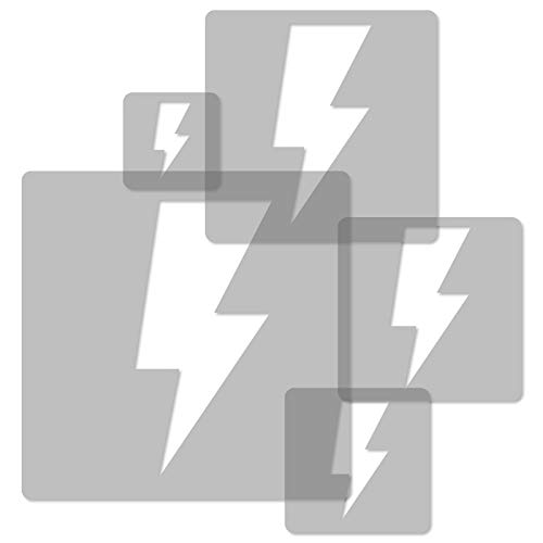 NAKLEO Painting Stencils Set for Kids, 5 Pcs Templates 9x9 to 34x34cm Lightning Thunderstorm Sky, Plastic and Reusable Drawing Stencils, Children Room Decor, Craft DIY Wall Furniture