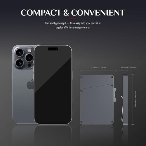 Slim RFID Blocking Wallet for Men - Aluminum Alloy Credit Card Holder with Pop-Up ID Window | Ultra Thin Minimalist Design Holds 5 Cards | Includes Money Clip | Black2