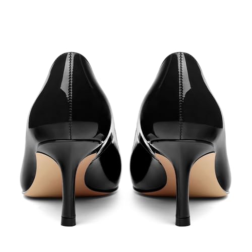 Image of Women Pointed Closed Toe 2.5 Inch Kitten Heel Slip On Pumps | Elegant Comfort Formal Dress Footwear, Versatile Ladies Shoes For Office Wedding Party Evening Daily Occasions