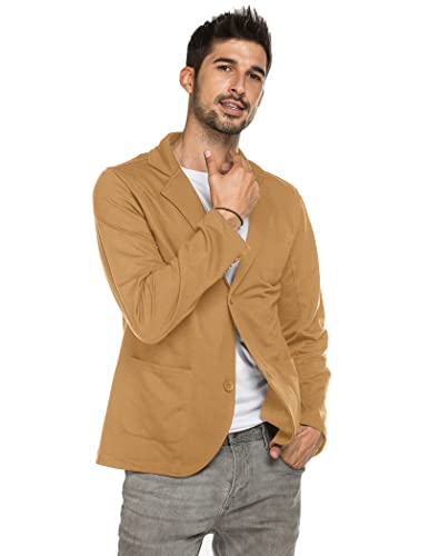 Coofandy Men's Casual Suit Blazer Lightweight Lapel Sport Coats Cotton Slim Fit Blazer Jacket (Light Tan,Small) #TOP28