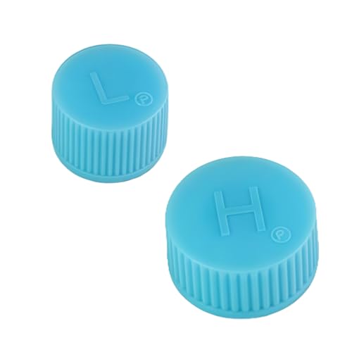 EKUWU 2 PCS Car AC Valve Core Cover, R134a Air Conditioning Repair System Charging Port Caps, High & Low Pressure Valve Caps, Leakproof AC System Seal Kit Dust Cover Replacement, Car A/C Accessories