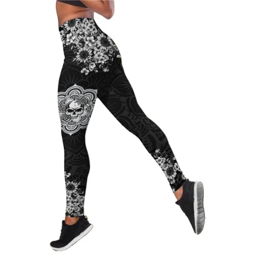 Women’s Sugar Skull Yoga Outfits for Women 2 Piece Sets, Fall Tank Tops Leggings Workout Activewear for Girls3