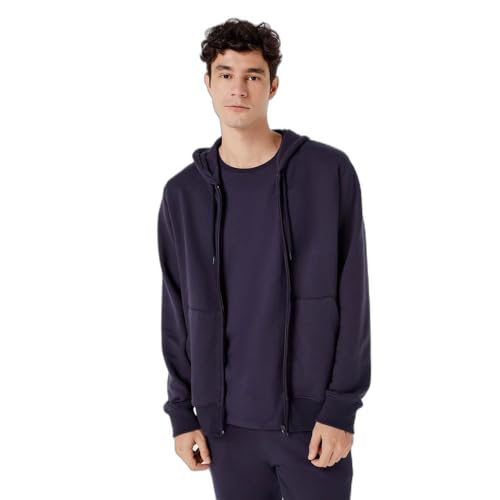 Jaqueta Básica Masculina De Moletom Com Capuz Azul Marinho XP