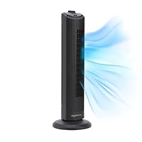 Amazon Basics 28 (71 cm) 60-Degree Oscillating Tower Fan for Bedroom, Living Room, Office, With 3 Speeds, Intuitive Mechanical Control, Matte Black, 35W, 27.8 x 9.4 x 9.4 (71 cm x 24 cm x 24 cm)