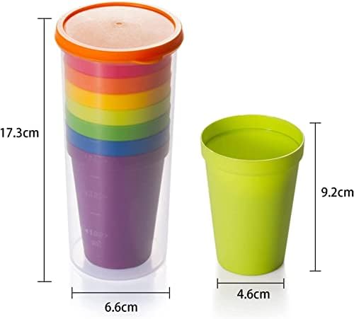 ExeQianming Rainbow Plastic Cups, 200 ml/6.8 oz Reusable Coloured Plastic Cups, 2 Sets Durable Plastic Drinking Cups for Childrens Kids Party, Camping