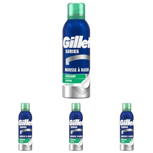 Gillette Mousse A Raser Homme, Formule Apaisante A L’Aloe Vera, Conçue Pour Le Rasage Du Visage A La Peau Sensible, Contre Brulures, Rougeurs, Coupures,...