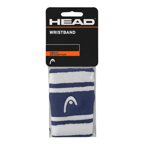 Image of HEAD Striper Wristband | Color: Blue /White | Size: 5 inch | Material: Cotton | for Men & Women | Moisture-Wicking Properties | Dry and Comfortable | Secure and Snug fit | Flexible