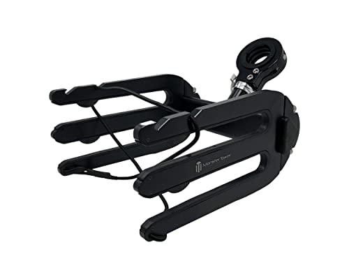 Monster Tower Wakeboard Rack - Quick Release Retractable Mount, Universal Fit for Wakeboard Towers, 360 Degree Rotation, Rubber Bumper, Shock Cord – Hard Anodized Black Finish