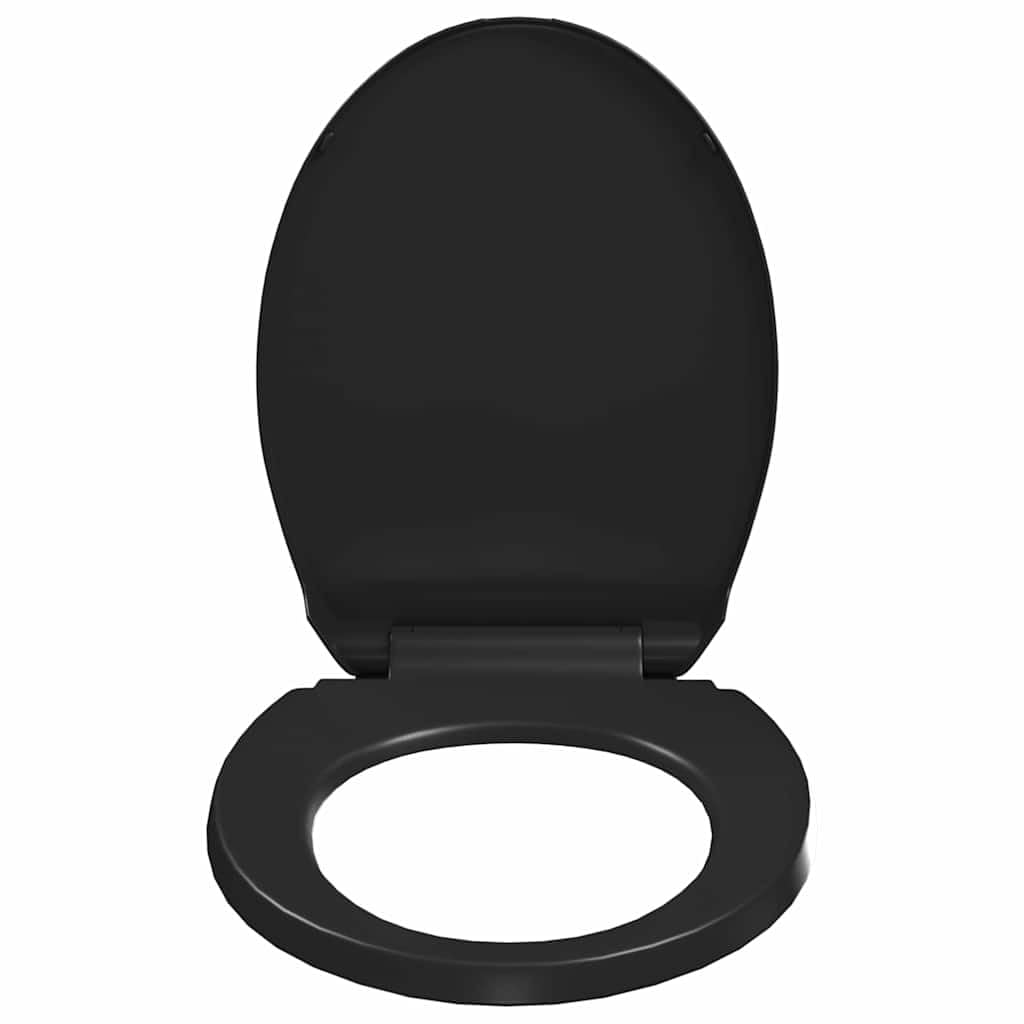 Deska sedesowa wolnoopadająca i Quick-Release w kolorze czarnym, wykonana z polipropylenu, 42,5 x 34 cm, idealnie dopasowana do WC dla gości i łazienki z funkcją Softclose i łatwe czyszczenie