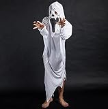 Adult Halloween Ghost Costume with Full Head Cover Halloween Cloak Cape Cospaly Cloak Props White Horror Outfit Halloween Christmas Costume Party Fancy Dress Up Accessory for Men Women - Image 5