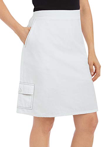 Women's Cargo Skort with Elasticized Waist, White, Large - Thumbnail 3