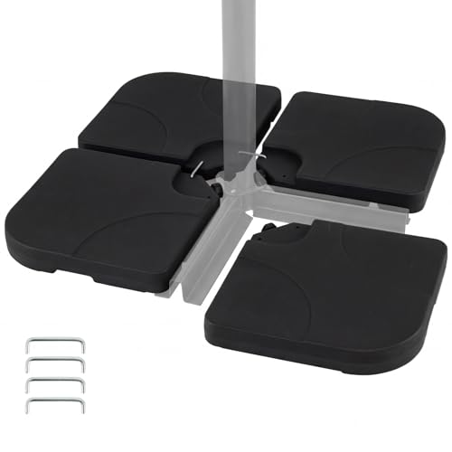 COSTWAY Pied de Parasol Déporté 4 Plaques, Support Parasol Empilable en HDPE Rempli de 72 kg Sable & Eau/68 kg Sable/60 kg Eau, Poignée Portables, Base pour...