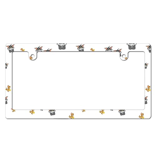 ナンバープレートフレーム トムとジェリー ナンバーフレーム ナンバープレートホルダー カータグフレーム 車用 普通車 軽自動車適用 おしゃれ ナンバーカバー 装飾ボーダー タグ装飾 PC素材 車外用品 耐久性 ?り物